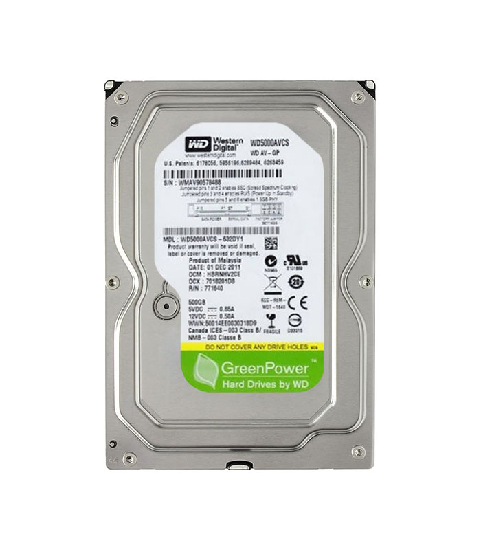 هارد 500 گیگابایت وسترن دیجیتال سبزWestern Digital GREEN مناسب دوربین مداربسته ضمانت 12 ماه